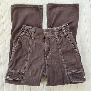 Kids Brown Cargo Pants - Stretch Waist